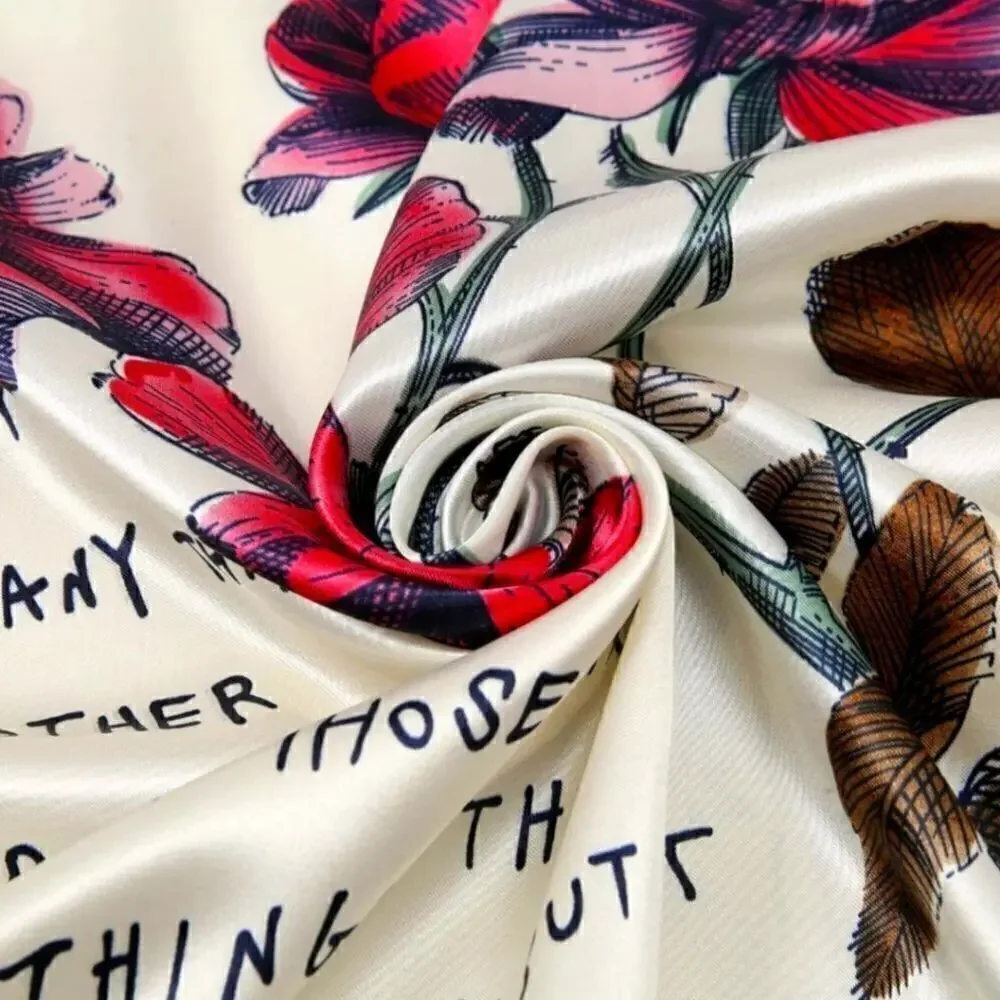 Fashion Head Scarf Headwraps for Women Silky Scarf Female Satin Print 35 x 35 in